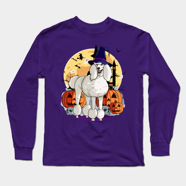 Standard Poodle Halloween Witch Pumpkin Long Sleeve T-Shirt by Noseking
